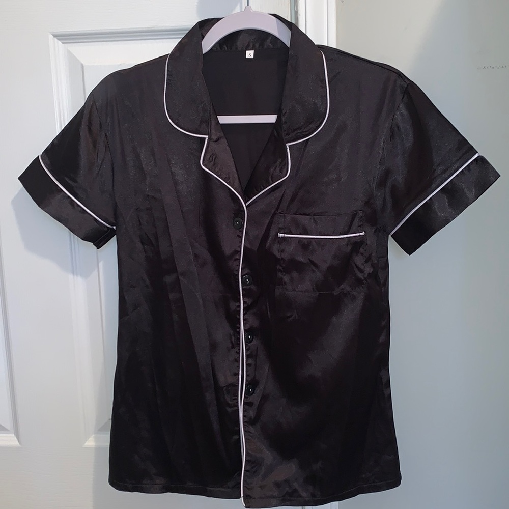 black silk pajama set